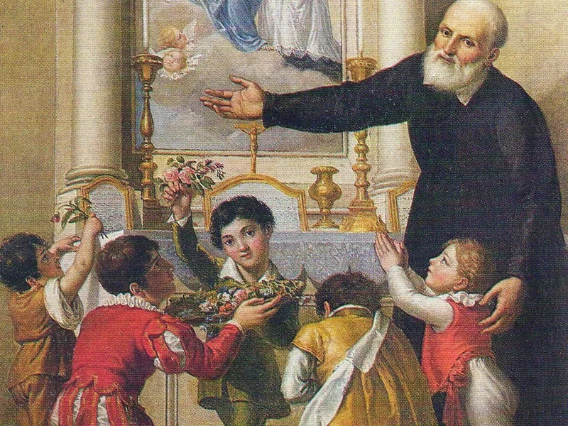 1768-Liberale Cozza - San Filippo Neri invita i fanciulli a venerare la Madonna, 1811 - Brescia, chiesa di San Giacomo.